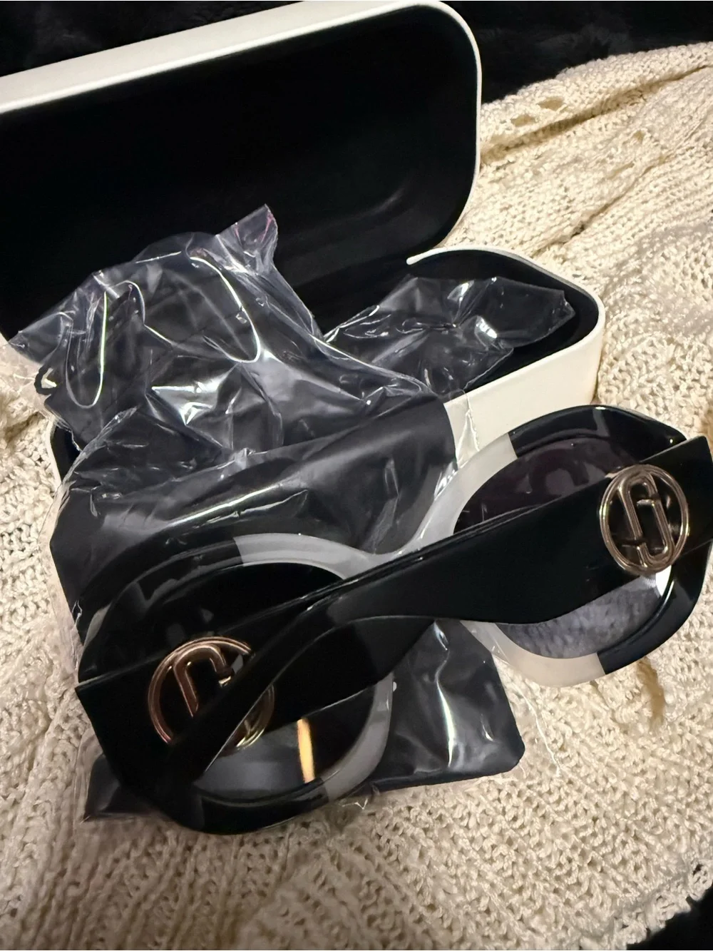 Marc Jacobs Black and White Oversized Round Sunglasses